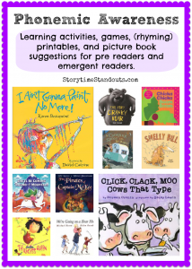 Rhyming Words, Phonemic Awareness at Storytime Standouts Rhyming Words, Phonemic Awareness for homeschool, kindergarten and early primary students at Storytime Standouts