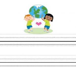 Children love the Earth Interlined Paper Green theme writing paper for kids from Storytime Standouts