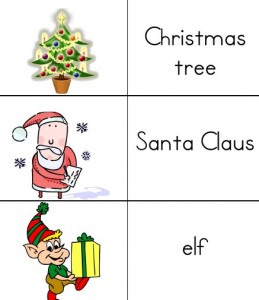 Christmas Theme Wordlist Printable with Illustrations Free printable Christmas word list for ESL and Homeschool