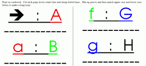 A free printable alphabet dominos learning game