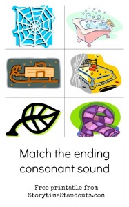 match the ending consonant sound printable from Storytime Standouts