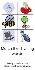 Free printable rhyming words for homeschool, preschool and kindergarten