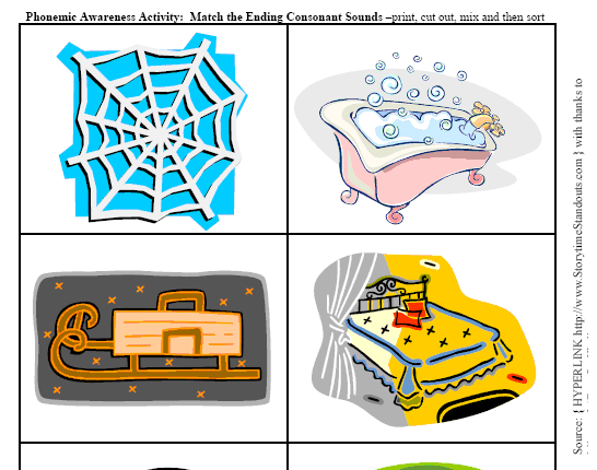 Free Printable Match the Ending Consonant Sound Activity for Kindergarten and Early Primary