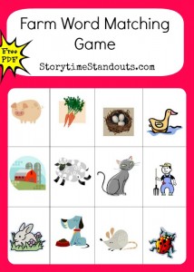 Free printable farm word match game for beginning readers