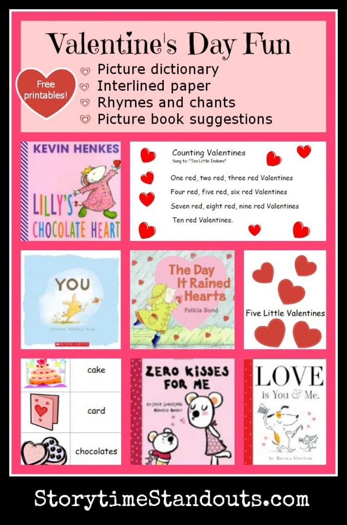 Valentine's Day picture books and free printables for homeschool, preschool, kindergarten from Storytime Standouts