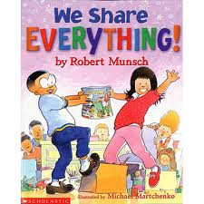 We Share Everything by Robert Munsch is a great choice for kindergarten Pink Shirt Day