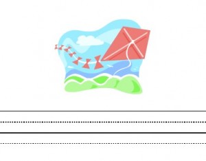 Free printable kite theme writing paper for kids