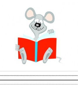 Free printable interlined writing paper including a cute mouse with books