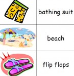 Free printable picture dictionaries for young writers and ESL students including beach-theme