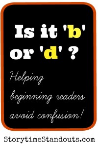 Storytime Standouts suggests ways to help preschool and kindergarten children with b d confusion