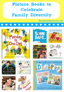 Picture Books to Celebrate Family Diversity including single parent families, blended families, same sex parents and families formed through adoption