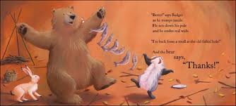 Thanksgiving theme picture book about generosity and gratitude, Bear Says Thanks