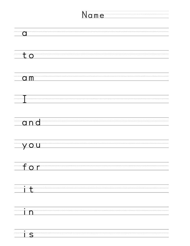 Print and Learn Sight Words. High frequency words for children to print.